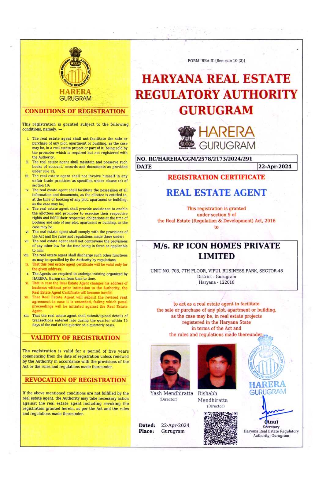 HARERA Registration Certificate